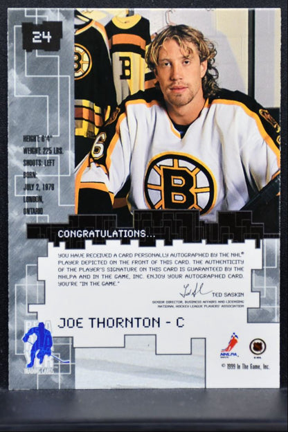 1999-100 In The Game Millenium Signature Series Auto Joe Thornton Auto 1335