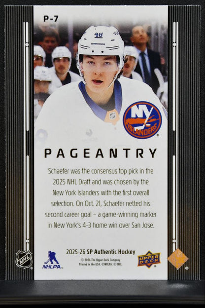 2025-26 SP Authentic Pageantry Matthew Schaefer P-7 New York Islanders 0559