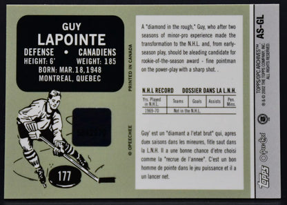 Archives Topps/OPC 2001-02 Sièges d'aréna Guy Lapointe AS-GL