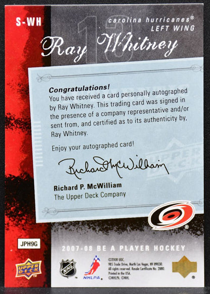 2007-08 Upper Deck Be a Player Signatures Ray Whitney S-WH Hurricanes Auto 6139