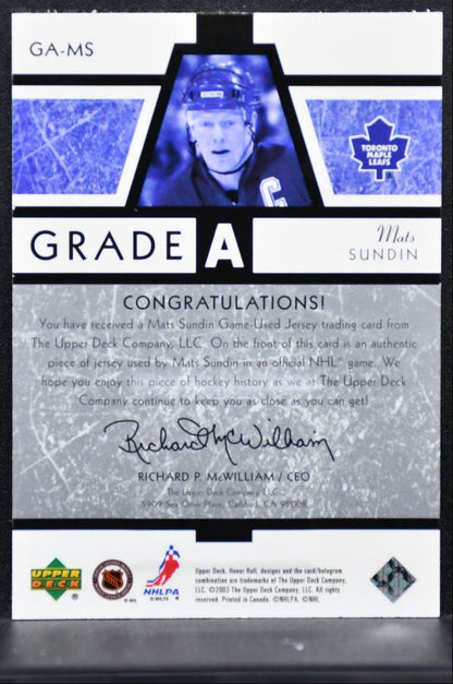 2002-03 UD Honor Roll Grade A Jerseys Mats Sundin GA-MS Maple Leafs Jersey 4343