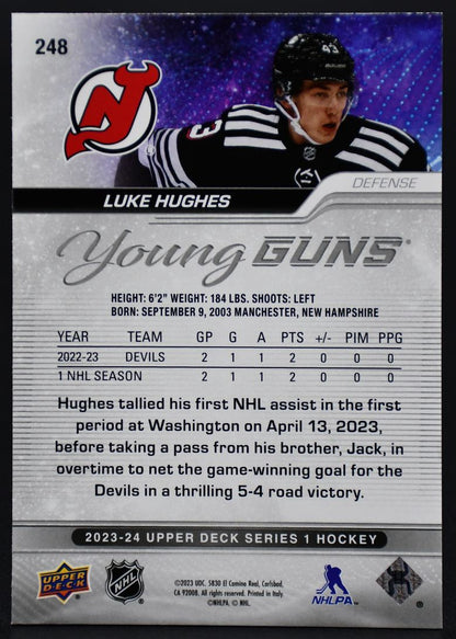 2023-24 UD Series 1 Young Guns Luke Hughes 248 RC