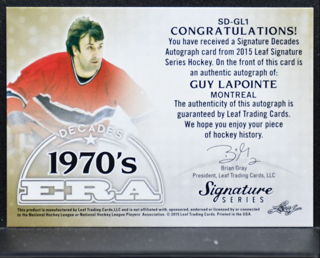 2015-16 Leaf Signature Series Decades 1970s Era Guy Lapointe Canadiens Auto 3711