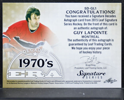 2015-16 Leaf Signature Series Decades 1970s Era Guy Lapointe Canadiens Auto 3711
