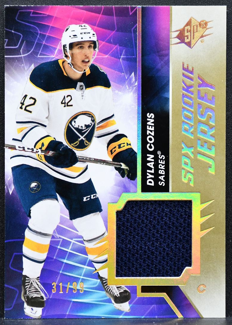 2020-21 SPx Rookie Jersey Gold Spectrum Dylan Cozens Sabres RC 31/99 Jersey 6434