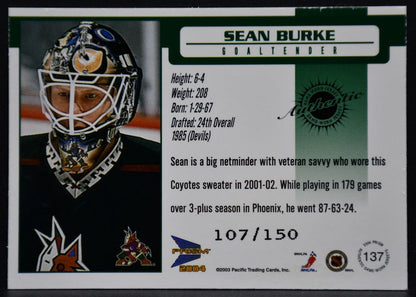 2003-04 Pacific Authentic Game-Worn Jersey Sean Burke 137 Coyotes 107/150 Jersey 2400