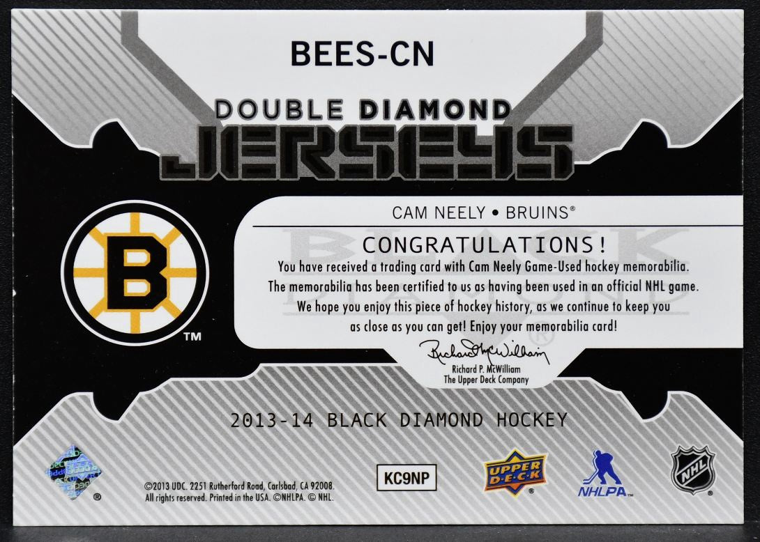 2013-14 UD Black Diamond Double Jerseys Cam Neely BEES-CN Boston Bruins Jersey 3729