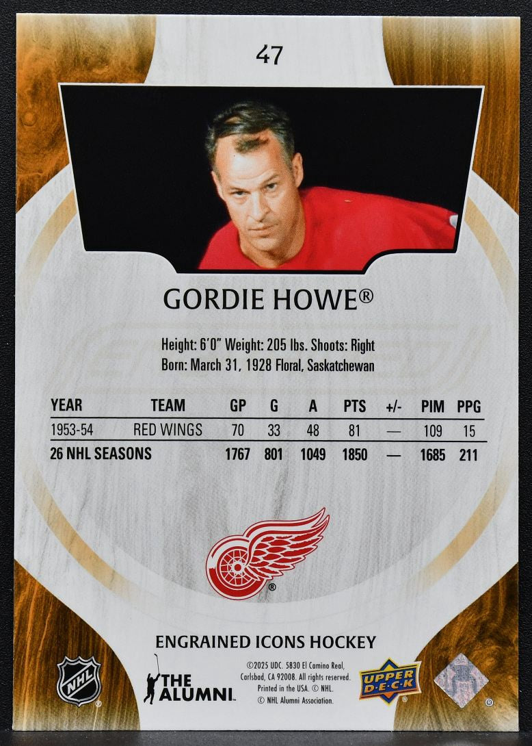 2025-26 Upper Deck Engrained Icons Gordie Howe 47 Detroit Red Wings 3100