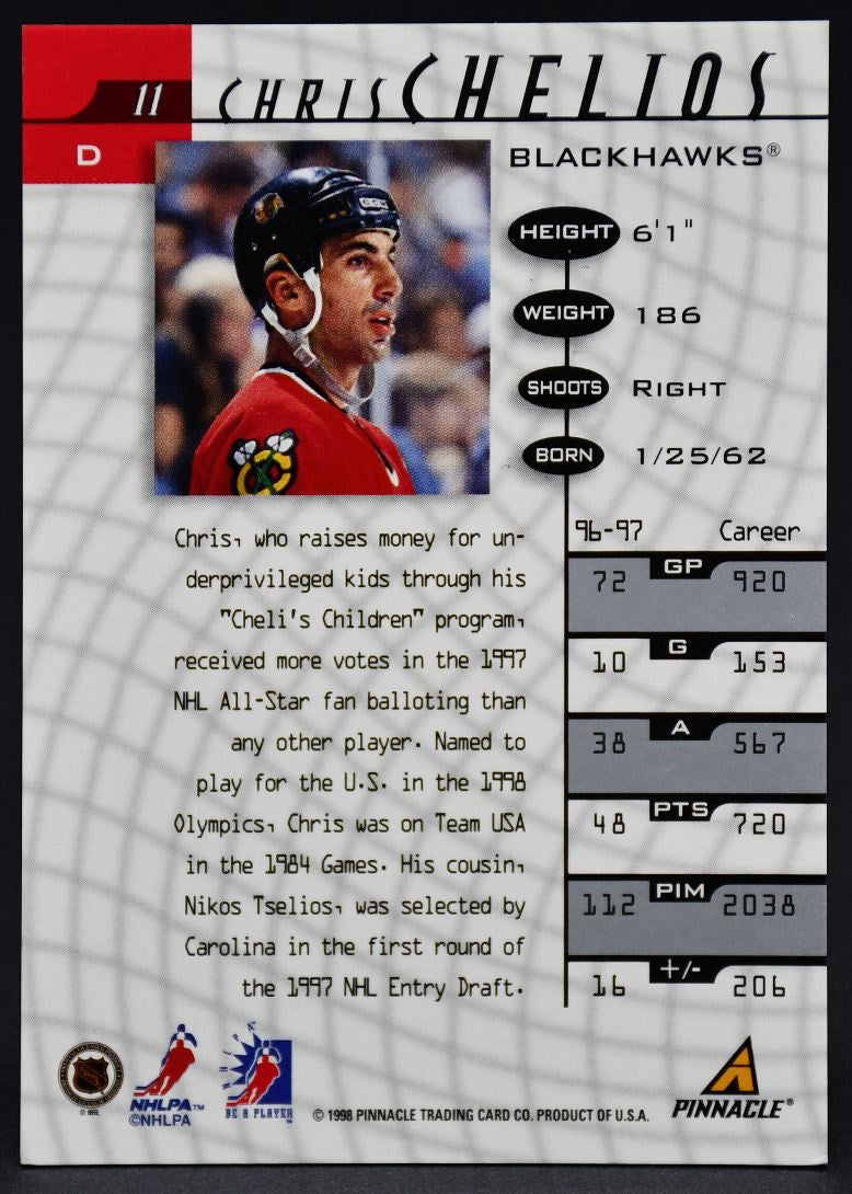 1997-98 Pinnacle Be a Player Chris Chelios 11 Auto