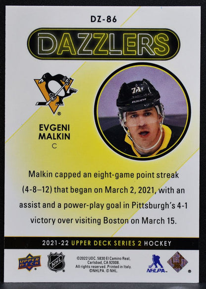 2021-22 Upper Deck Series 2 Dazzlers Blue Evgeni Malkin DZ-86 Penguins 0085