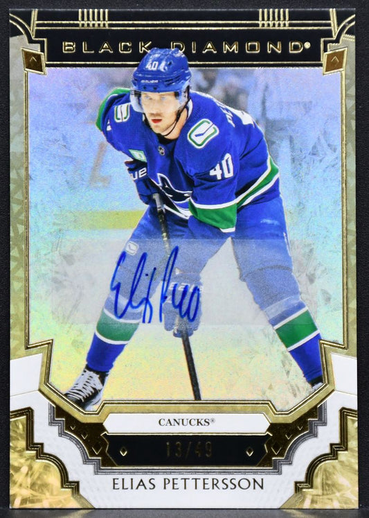 2023-24 UD Black Diamond Pure Black Auto Elias Pettersson BDB-EP Auto 13/49