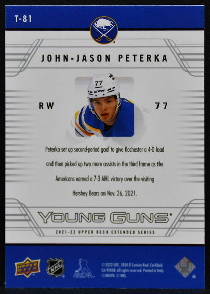 2021-22 UD Extended Series Young Guns Tribute 06-07 Peterka T-81 Sabres RC 4364