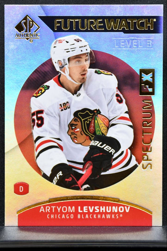 2025-26 SP Auth Future Watch L3 Spectrum FX Levshunov Blackhawks RC 9735