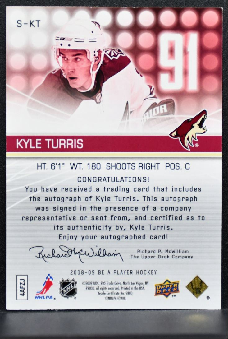 2008-09 Upper Deck Be a Player Signatures Kyle Turris Phoenix Coyotes Auto 0116
