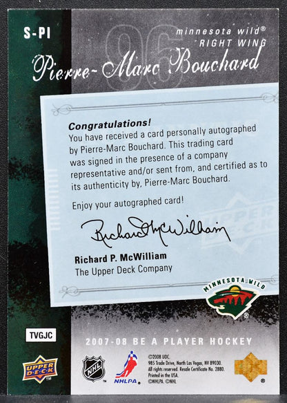 2007-08 Upper Deck Be a Player Signatures Pierre-Marc Bouchard Wild Auto 7370
