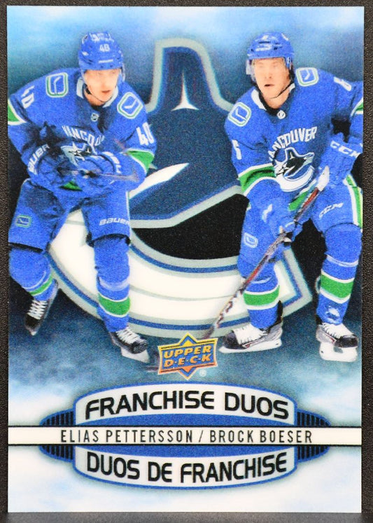 2019-20 UD Tim Hortons Franchise Duos Elias Pettersson/Brock Boeser D-2 Canucks 6231
