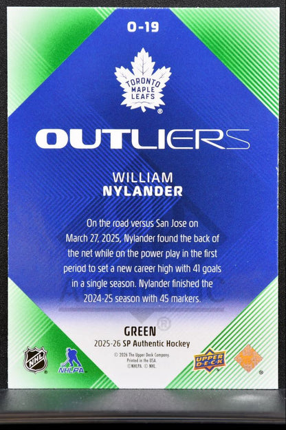 2025-26 SP Authentic Outliers Green William Nylander Toronto Maple Leafs 3390