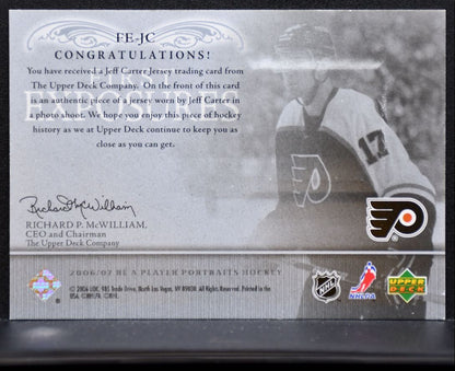 2006-07 UD Be A Player Portraits First Exposures Jeff Carter Flyers Jersey 7207