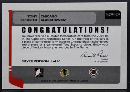 2004-05 In The Game Franchises US Esposito Chicago Blackhawks Jersey / Pads