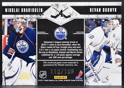 2011-12 Panini Limited Brothers In Arms Materials Khabibulin/Dubnyk Jersey 4657