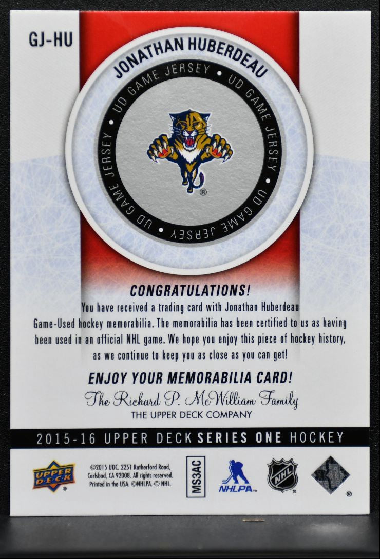 2015-16 UD Series 1 Game Jersey Jonathan Huberdeau Panthers Jersey 1909