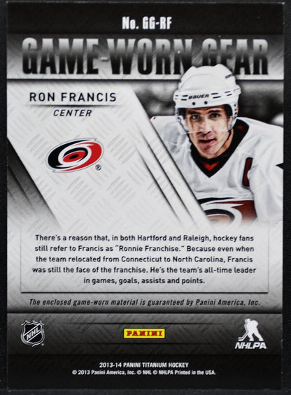 2013-14 Panini Titanium Game-Worn Gear Ron Francis GG-RF Hurricanes Jersey 0238