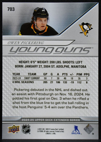2024-25 UD Extended Series Young Guns Owen Pickering 703 Penguins RC 4111
