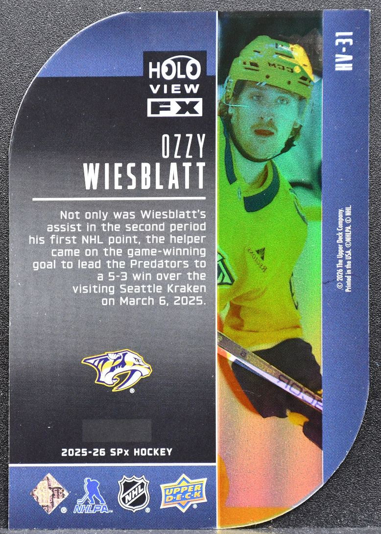 2025-26 SPx HoloView FX Rookies Ozzy Weisblatt HV-31 Nashville Predators RC 6620