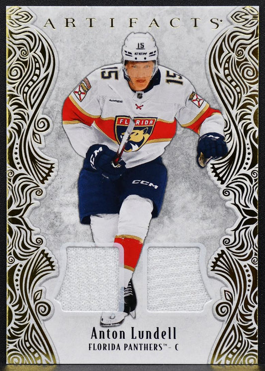25-26 UD Artifacts Gold Materials Anton Lundell 71 Panthers 080/299 Jersey 3193