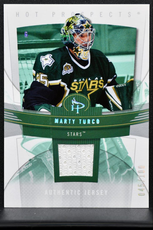 2006-07 Fleer Hot Prospects Authentic Jersey Marty Turco 35 /100 Jersey 2876