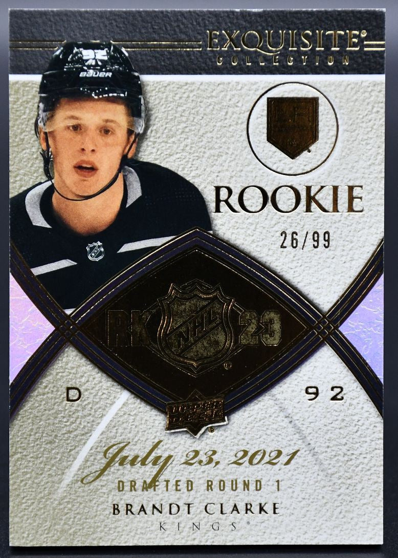 2022-23 UD Exquisite Collection Brandt Clarke 08R-BC Los Angeles Kings RC 26/99