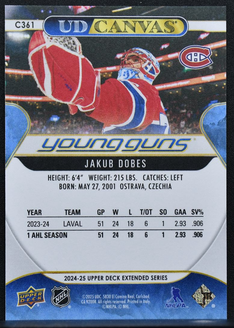 2024-25 Upper Deck Extended Series UD Canvas Young Guns Jakub Dobes 234 RC 7671