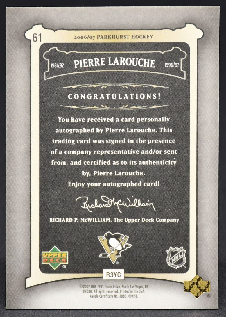 2006-07 UD Parkhurst Auto Pierre Larouche 61 Auto #1