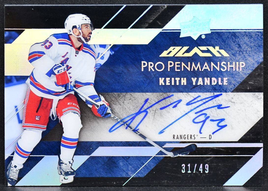 2015-16 UD Black Pro Penmanship Keith Yandle PEN-KY Rangers Auto 31/49 6351
