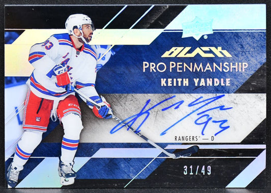 2015-16 UD Black Pro Penmanship Keith Yandle PEN-KY Rangers Auto 31/49 6351