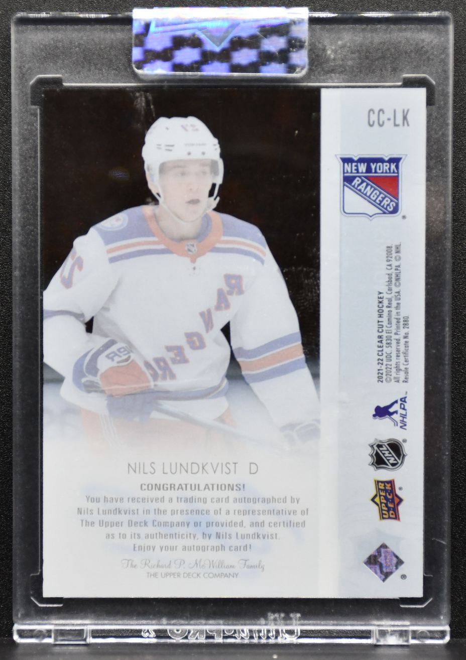 2021-22 UD Clear Cut 2021-22 Base Set Rookie Nils Lundkvist Rangers RC Auto 3371