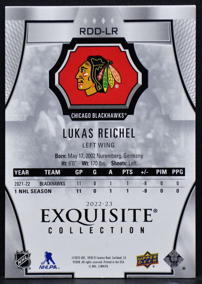 2022-23 UD Black Diamond Exquisite Collection Rookie Draft Day Lukas Reichel 349