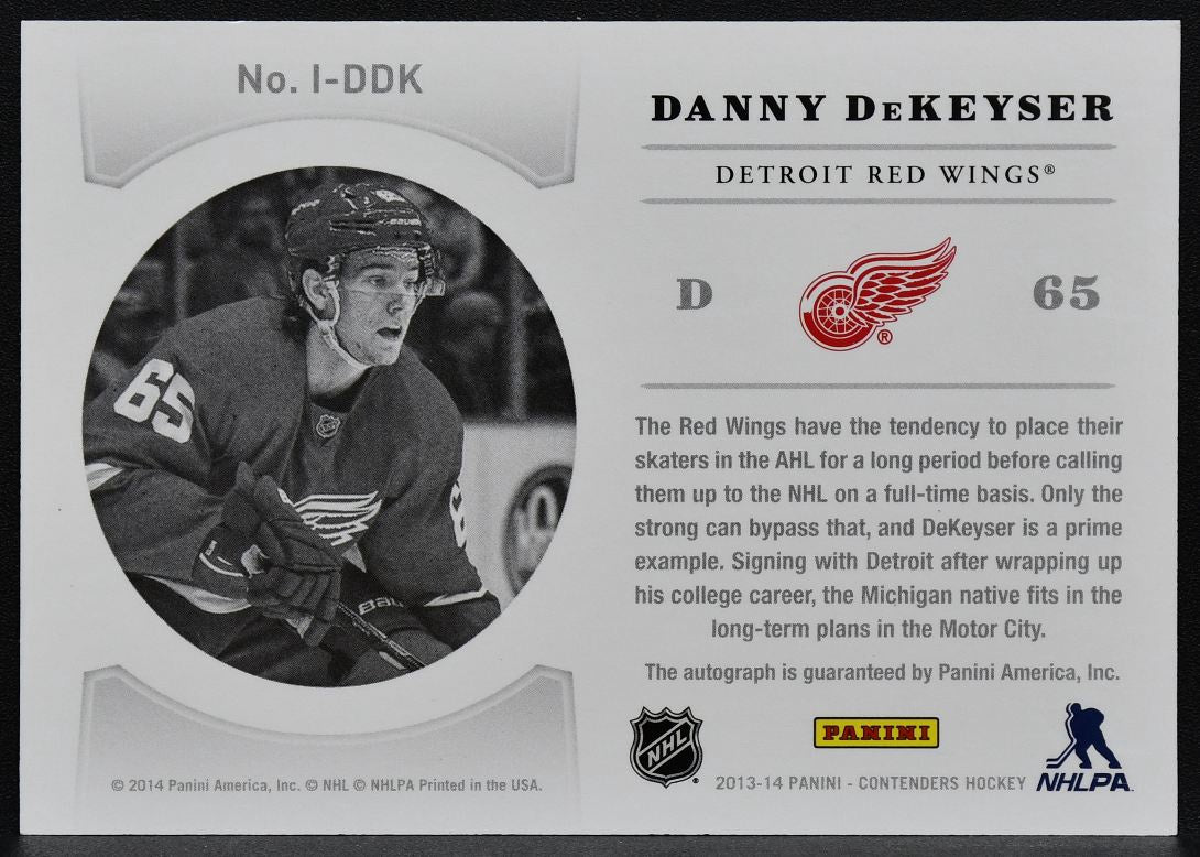 2013-14 Panini Contenders NHL Ink Danny DeKeyser I-DDK Red Wings Auto 2353