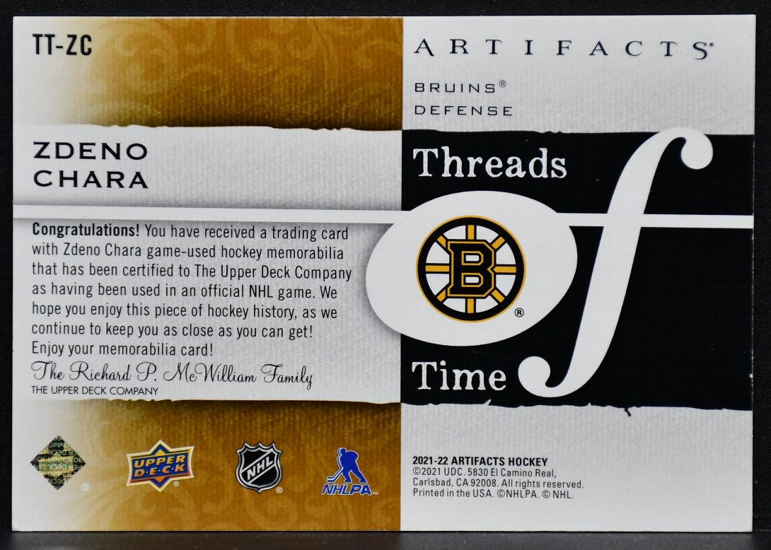 2021-22 UD Artifacts Zdeno Chara TT-ZC Boston Bruins Jersey