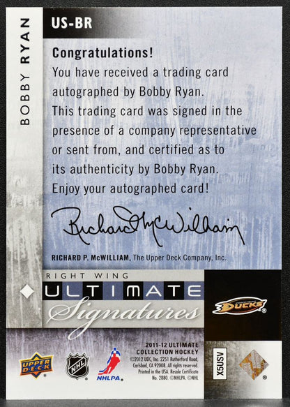 2011-12 UD Ultimate Collection Signatures Bobby Ryan US-BR Ducks Auto 2103