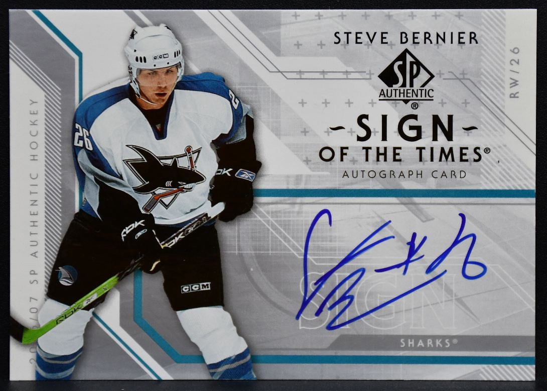 2006-07 SP Authentic Sign of the Times Steve Bernier ST-SB Sharks Auto 8089