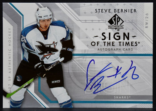 2006-07 SP Authentic Sign of the Times Steve Bernier ST-SB Sharks Auto 8089