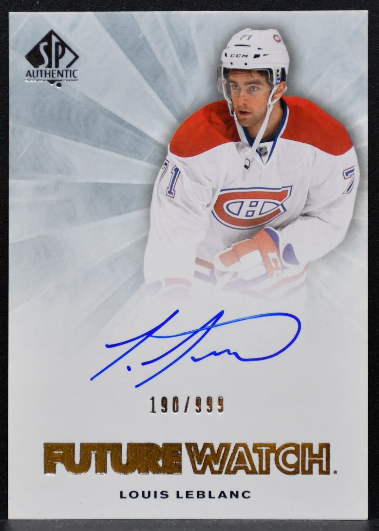 2011-12 SP Authentic Future Watch Auto Louis LeBlanc RC Auto 190/999 6150