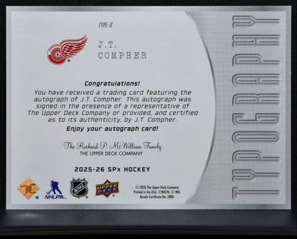 2025-26 SPx Typography J.T. Compher TYPE-JC Detroit Red Wings Auto 41/99 2423