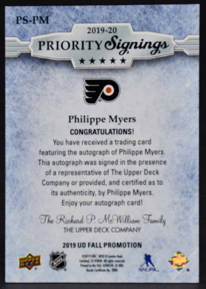 2019-20 UD Fall Promotion Parkhurst Priority Signings Myers PS-PM Auto 36/75