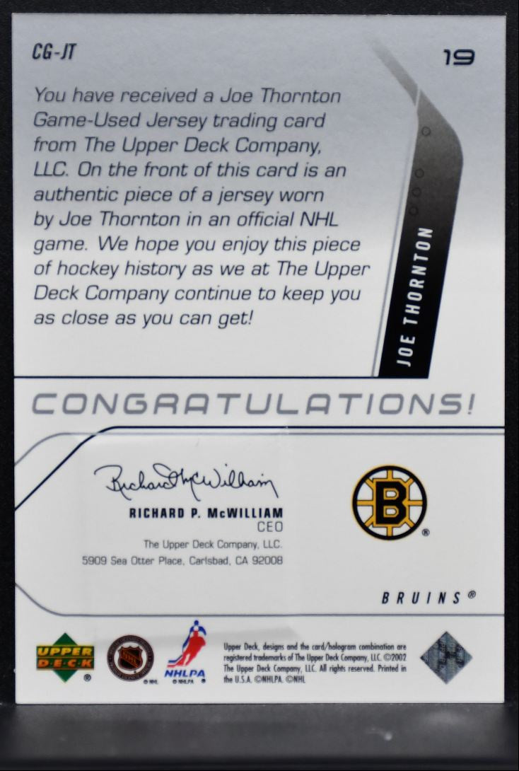 2002-03 Upper Deck CHL Graduates Joe Thornton CG-JT Boston Bruins Jersey 4282
