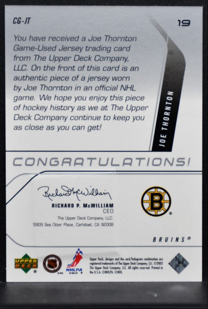 2002-03 Upper Deck CHL Graduates Joe Thornton CG-JT Boston Bruins Jersey 4282