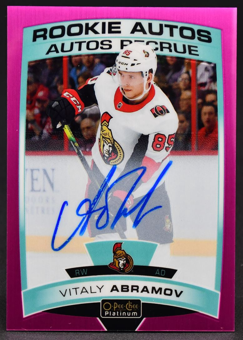 2019-20 OPC Platinum Rookie Auto Pink Vitaly Abramov R-VA RC Auto 41/99