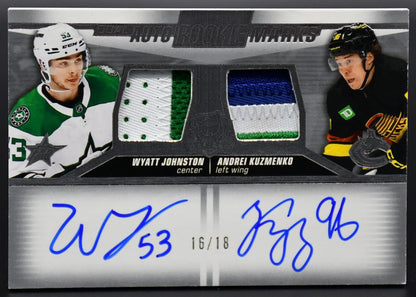 2022-23 UD The Cup Johnston/Kuzmenko Stars/Canucks RC Auto Patch