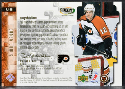 2001-02 UD Play Makers Limited Player's Club Practice Simon Gagne Jersey 6562